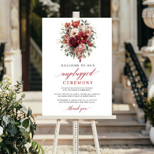 Stylish Terracotta Autumn Unplugged Ceremony Sign