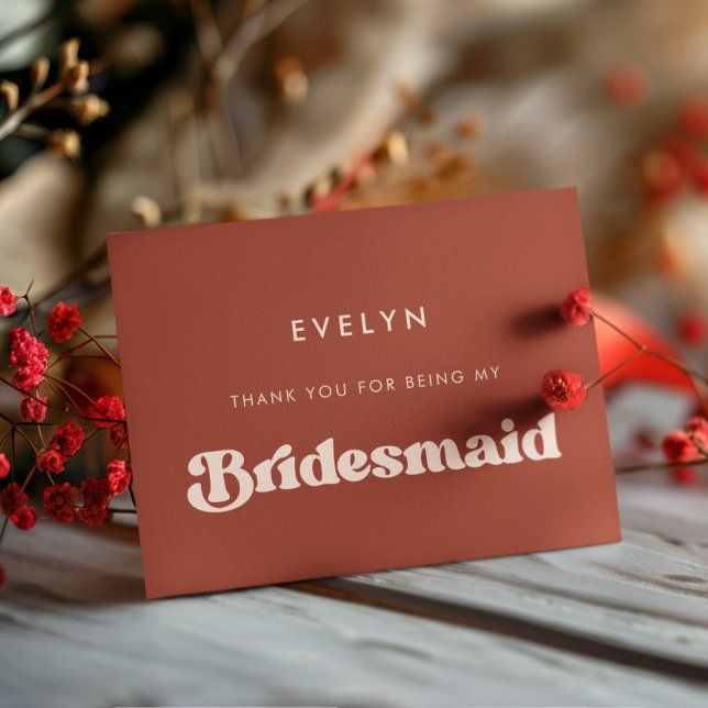 Stylish Terracotta Bridesmaid thank you card (Creator Uploaded)