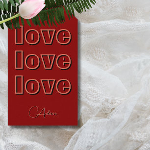 Stylish Terracotta Clean 3 x Love Red Velvet Gift Tags