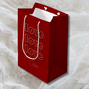 Stylish Terracotta Clean 3 x Love   Red Velvet Medium Gift Bag