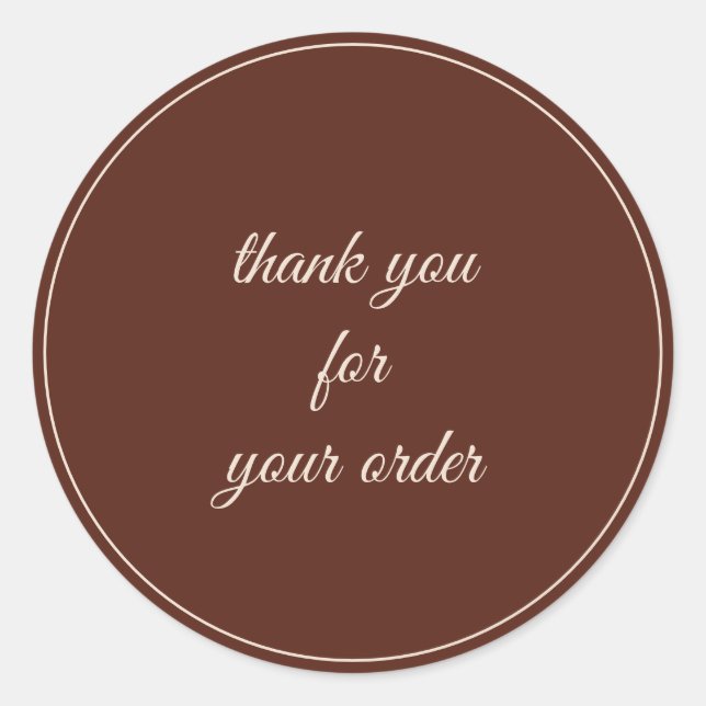 Stylish Terracotta Custom Text Business Thank You  Classic Round Sticker (Front)