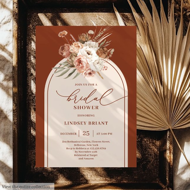 Stylish Terracotta Pampas Grass Boho Bridal Shower Invitation (Stylish Terracotta Pampas Grass Boho Bridal Shower)