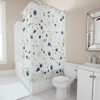 Stylish Terrazzo Tile Design Multi-Colour Shower Curtain