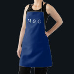Stylish Text Monogram Personalized Navy Blue Apron<br><div class="desc">Add a refined personal touch to your kitchen with the Stylish Text Monogram Personalized Navy Blue Apron. Featuring a clean, modern monogram design on a rich navy backdrop, it blends elegance with everyday practicality. Ideal for cooking, baking, or hosting, this apron offers comfort, durability, and a custom look that makes...</div>