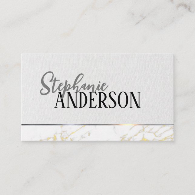Stylish Texture | Marble | Metal Trim Business Card (Front)