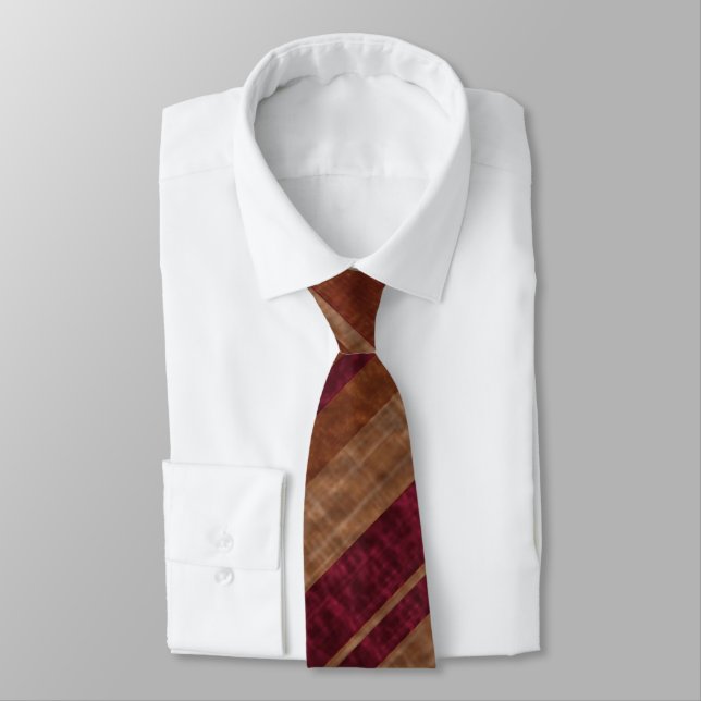 Stylish Textured Diagonal Stripes Purple & Brown Tie (Tied)