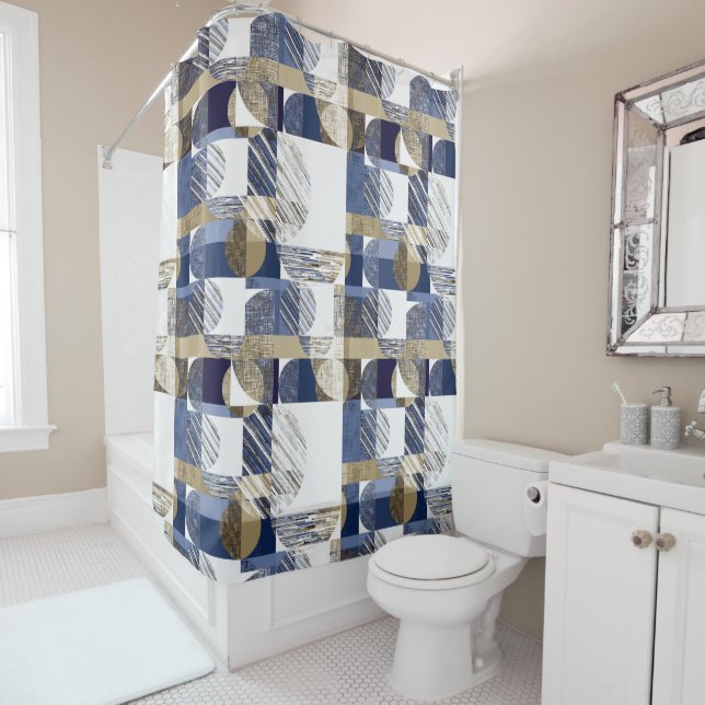 Stylish textured geometric  shower curtain (In Situ)