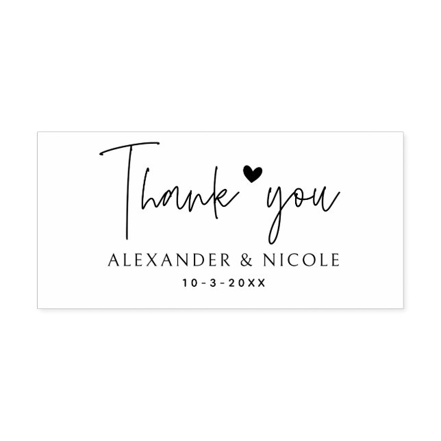  Stylish Thank You Custom Names & Date Rubber Stamp (Imprint)
