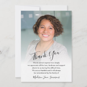 Stylish Thank You Funeral Photo Sympathy Grief