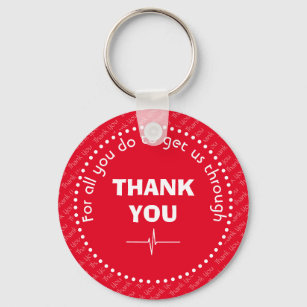 Stylish THANK YOU Health Heroes Customisable Red Key Ring