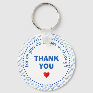 Stylish THANK YOU Heart Customisable White Key Ring