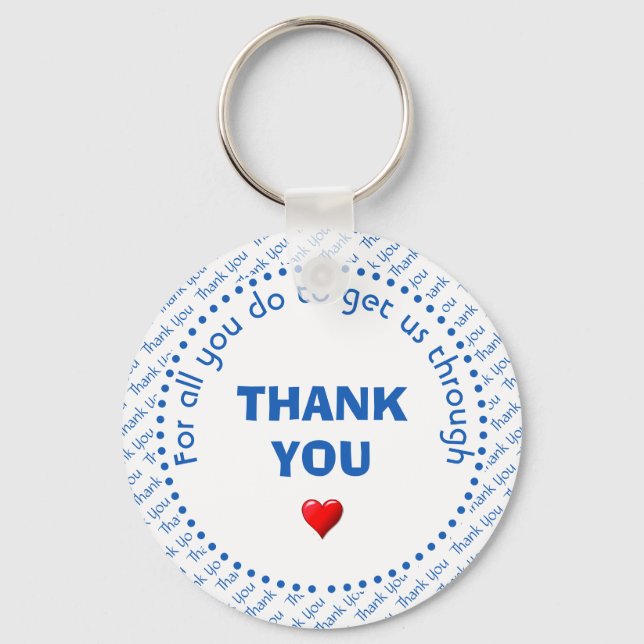 Stylish THANK YOU Heart Customisable White Key Ring (Front)