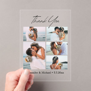 stylish thank you modern script 5 photos wedding acrylic invitations