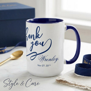 Stylish Thank You Navy 15 oz Combo Mug for Gifting