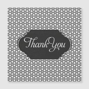 Stylish Thank You on Black White Hexagon Pattern