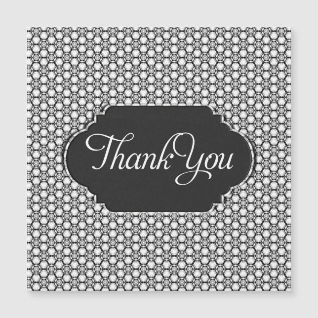 Stylish Thank You on Black White Hexagon Pattern (Front)