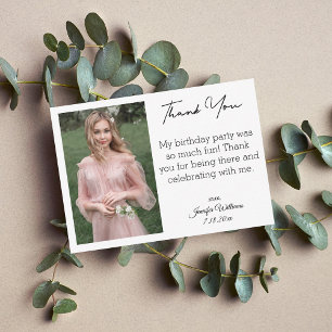 stylish thank you sweet 16 photo card