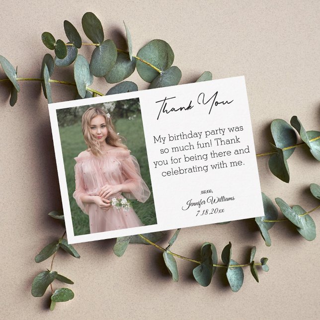 stylish thank you sweet 16 photo  card (Creator Uploaded)