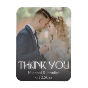 stylish thank you white handwriting wedding photo  magnet