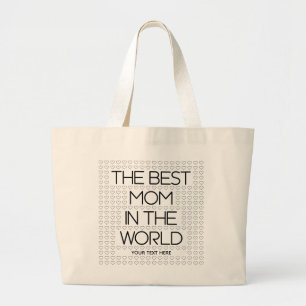 Stylish The Best Mum Black Hearts Personalised Large Tote Bag