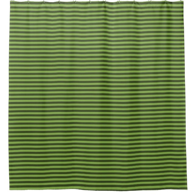 Stylish Thin Greenery Striped Design Shower Curtain (Front)