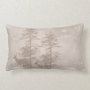 Stylish Throw Pillow With Winter Deer Scenery