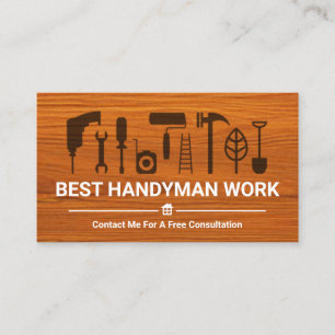 Stylish Timber Grain Handyman Tools Business Card