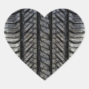 Stylish Tire Rubber Automotive Texture Heart Sticker