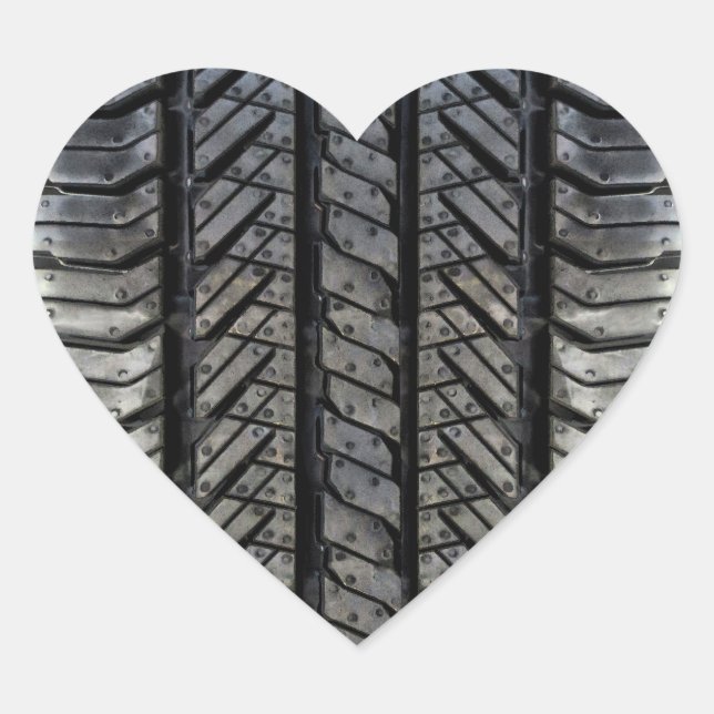 Stylish Tire Rubber Automotive Texture Heart Sticker (Front)