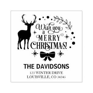 Stylish 'Tis the Season Typography Monogram Rubber Stamp