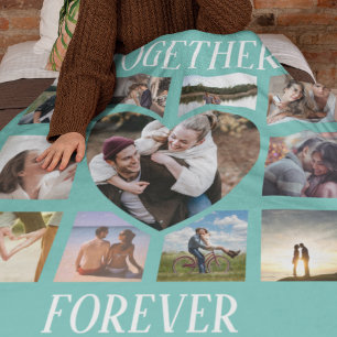 Stylish Together Forever   Heart Photo Collage Fleece Blanket