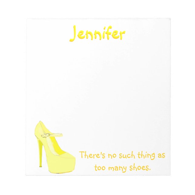 Stylish Too Many Shoes in yellow Notepad (Front)