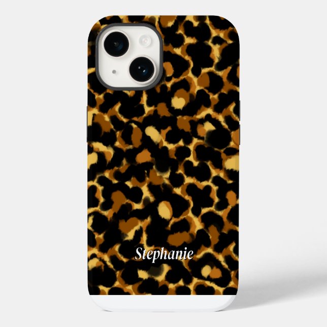 Stylish Tortoiseshell Pattern Custom Name Case-Mate iPhone Case (Back)