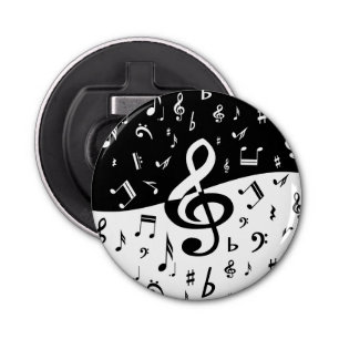 Stylish Treble Clef Wave Black and White Bottle Opener