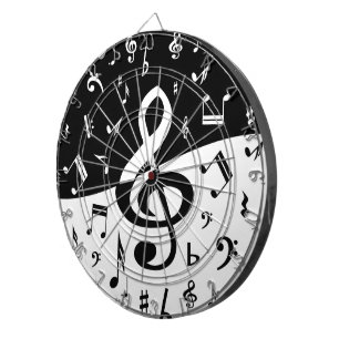 Stylish Treble Clef Wave Black and White Dartboard