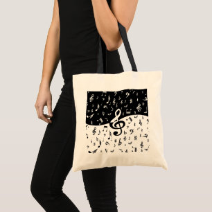 Stylish Treble Clef Wave Black and White Tote Bag