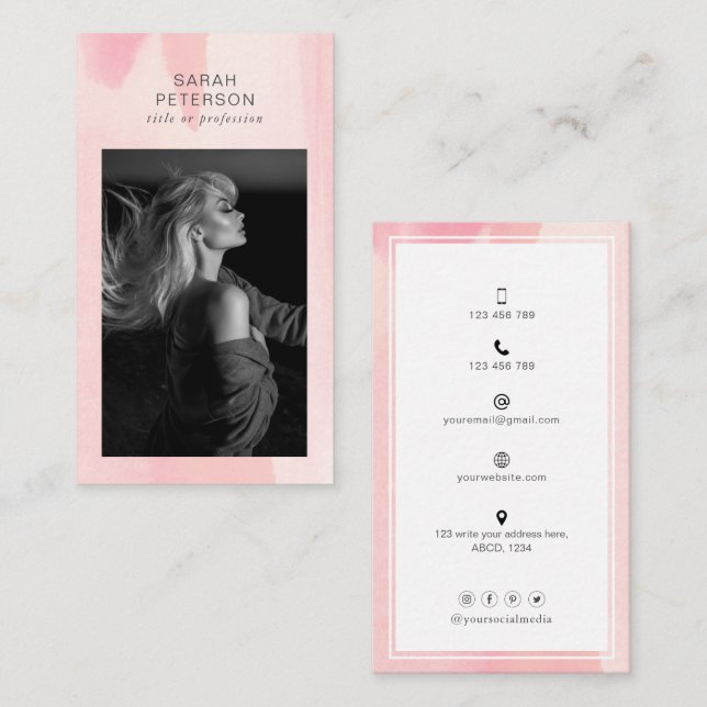 Stylish trendy abstract photo personal business card (Front/Back)