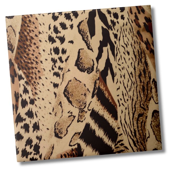 Stylish Trendy Animal Print Ceramic Tile (Stylish Cheetah Leopard Zebra Animal Print Pattern Ceramic Tile)