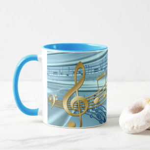 Stylish Trendy Baby Blue Musical Notes Mug