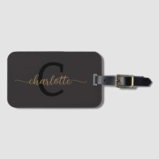 Stylish Trendy Black Out Modern Minimal Luggage Tag (Front Horizontal)