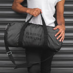 Stylish Trendy Black Out Modern Minimalist Simple Duffle Bag<br><div class="desc">A striking black out design with a modern black block typography on an off-black charcoal grey background. The text can easily be customised for a design as unique as you are!</div>