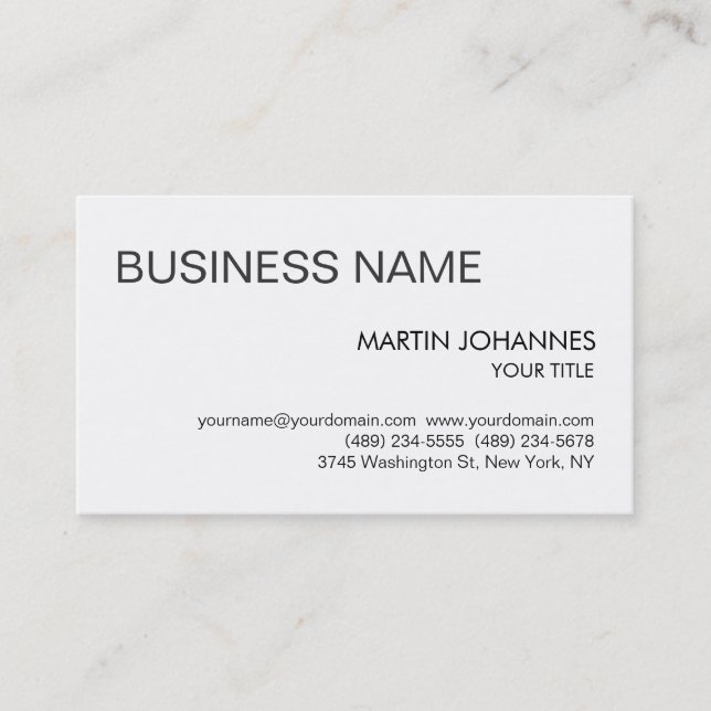 Stylish Trendy Black & White Business Card (Front)