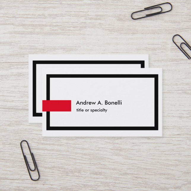 Stylish Trendy Black White Red Professional Modern Business Card (Front/Back In Situ)