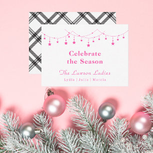 Stylish Trendy Boho Pink Christmas Star Card
