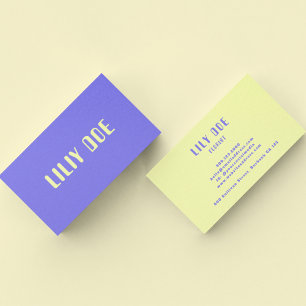 Stylish Trendy Bold Colours Typography Cool Business Card
