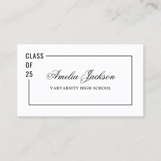 Stylish Trendy Class Of 25 Graduation Name Card (Front)