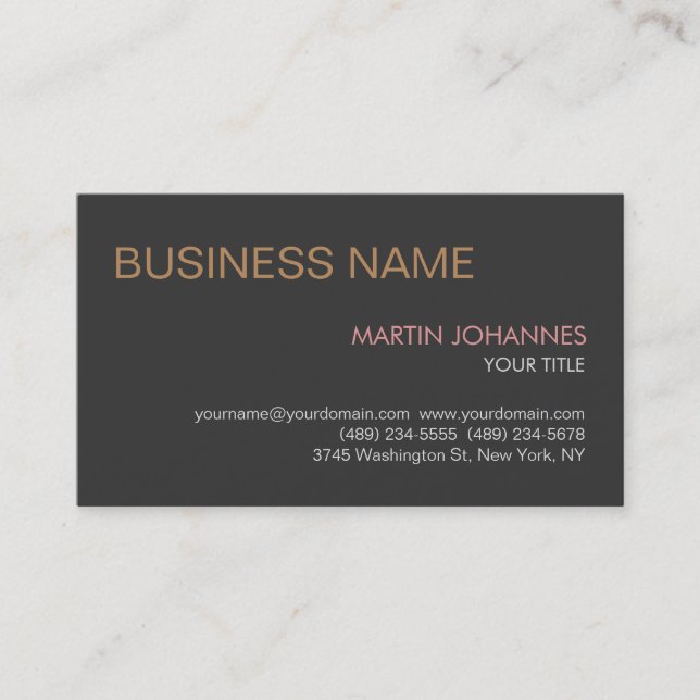Stylish Trendy Dark Grey Business Card (Front)