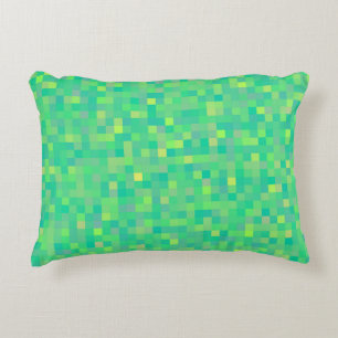 Stylish Trendy Green Multicolor Pixel Pattern Decorative Cushion
