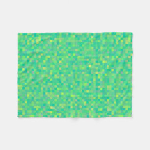 Stylish Trendy Green/Yellow Pixel Mosaic Pattern Fleece Blanket