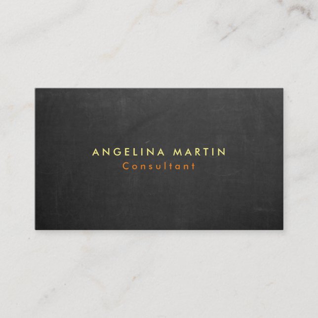 Stylish Trendy Grey Chalkboard Plain Modern Business Card (Front)